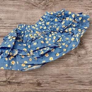 Posh Peanut Floral Blue Ruffled Skirt